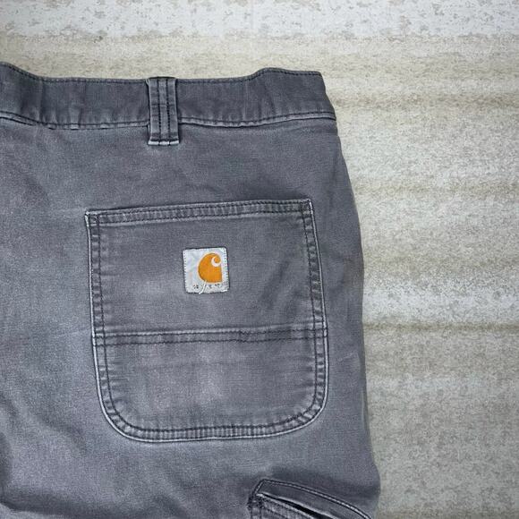 Vintage Carhartt Carpenter Pants Grey Canvas Baggy Wide Leg Fit Dungarees 90s - Picture 3 of 4